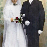 Håndkolorert brudebilde